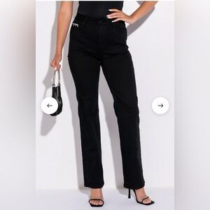 BNWT AKIRA Sleek Rhinestone Back Denim Jeans Noir